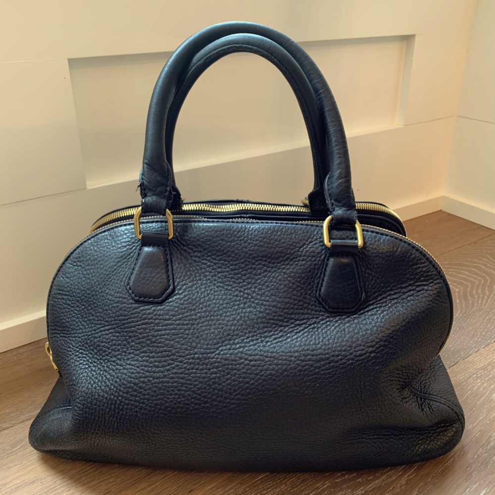 J Crew Black Leather 3 Compartment Purse
